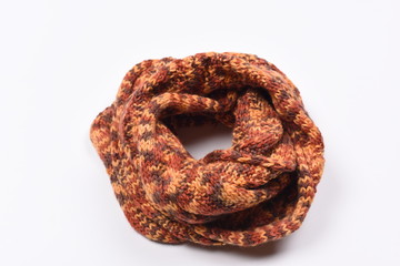 Scarf isolated on white background. orange brown scarf