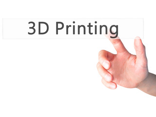 3D Printing - Hand pressing a button on blurred background concept on visual screen.