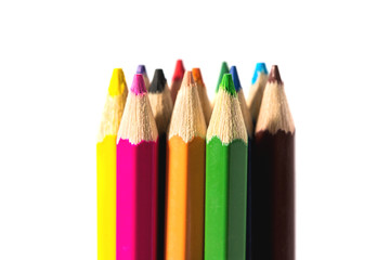 Colour pencils isolated on white background