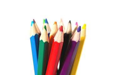 Colour pencils isolated on white background