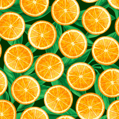 Obraz premium Sliced orange seamless pattern.