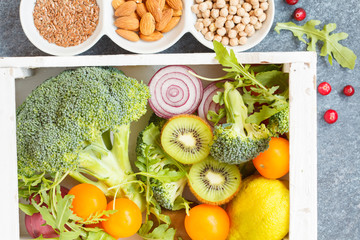 Ingredients for a healthy vegetable salad