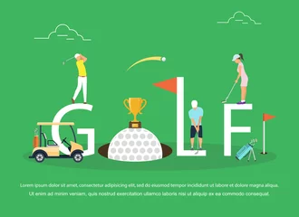 Foto op Canvas Vector illustration of young people playing Golf. © tomass2015