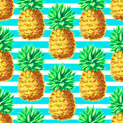 Pineapple striped seamless pattern