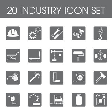 Set of 20 industry iconflat style