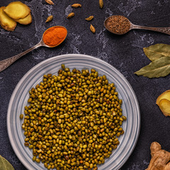 Mung beans with spices.