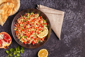Tabbouleh salad, traditional middle eastern or arab dish.