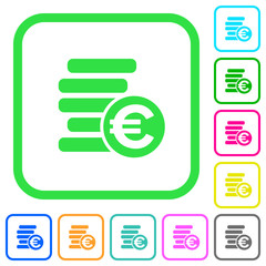 Euro coins vivid colored flat icons icons