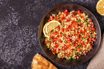 Tabbouleh salad, traditional middle eastern or arab dish.