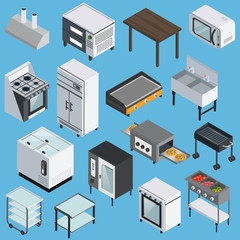 Obraz premium Kitchen Equipment Isometric Icons Set
