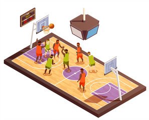 Basketball Court Isometric Composition