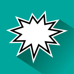 Black and white bubble for your text on turquoise background. Vector illustration