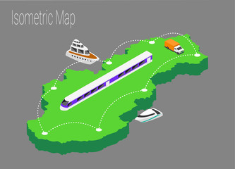 Map Slovakia isometric concept.