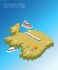 Map Ireland isometric concept.