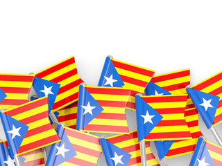 Flag pins of Catalonia isolated on white