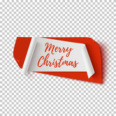 Merry Christmas, abstract red and white banner.