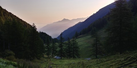 green  alps sunrise