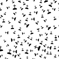 Black and white seamless background with crosses for Halloween