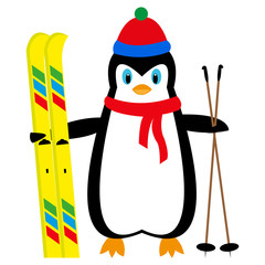cartoon penguin skier 