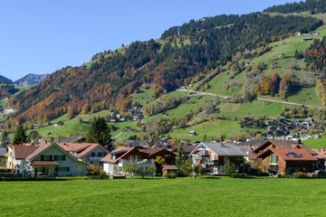 Fototapeta na wymiar Landscape at the village of Engelberg on Switzerland