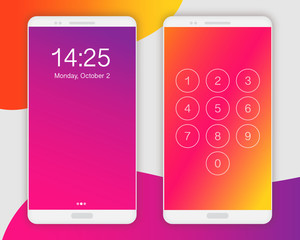 Smartphone screen ui, ux template backgrounds. Abstract gradient texture, vector illustration. Blurred red, orange, purple colors.