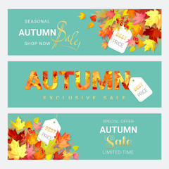 Set of horizontal posters for Autumn sale.