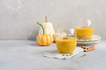 Pumpkin Spice Latte Smoothie Selective Focus Copy Space