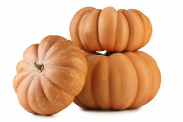 Orange pumpkins isolated on a white background