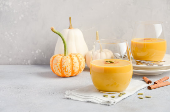 Pumpkin Spice Latte Smoothie Selective Focus Copy Space