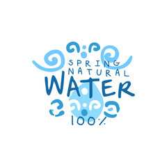 Kids drawing of pure water for logo or badge with text