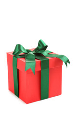 Gift box with ribbon isolated on a white
