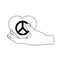 hand holding a heart with peace symbol icon over white background vector illustration
