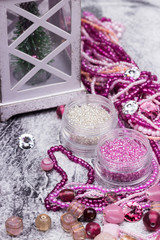 Obraz na płótnie Canvas New year glass beads for handmade