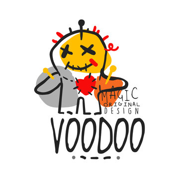 Voodoo African and American magic logo doll with needles