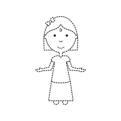 cartoon girl icon over white background vector illustration