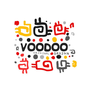 Voodoo African and American magic logo with abstract spiral patterns