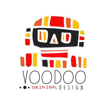 Voodoo African and American magic logo with abstract skull