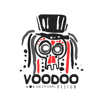 Voodoo African and American magic logo skull with head
