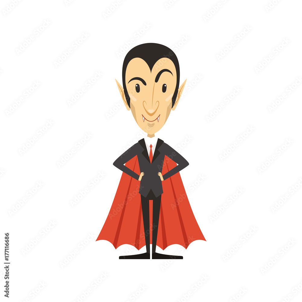 Sticker Count Dracula, vampire standing in suit and red cape