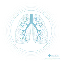 Lungs symbol, clinic label - vector illustration