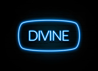Divine  - colorful Neon Sign on brickwall