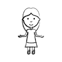 cartoon girl icon over white background vector illustration