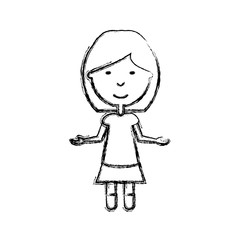 cartoon girl icon over white background vector illustration