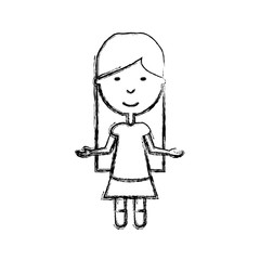 cartoon girl icon over white background vector illustration