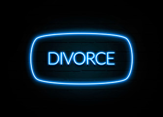 Divorce  - colorful Neon Sign on brickwall