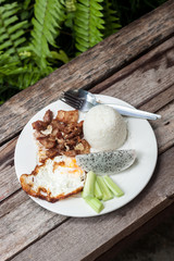 rice Fried Pork with Garlic Fried egg