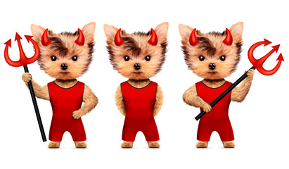 Funny animal Devil. Halloween and Evil concept