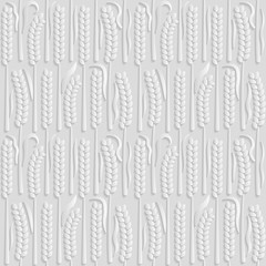 Seamless 3D white pattern, natural pattern wheat field, vector. Endless texture can be used for wallpaper, pattern fills, web page  background,  surface textures.