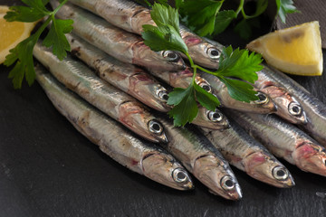 Fresh anchovies ready to Cook,