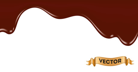Melted chocolate dripping on white background